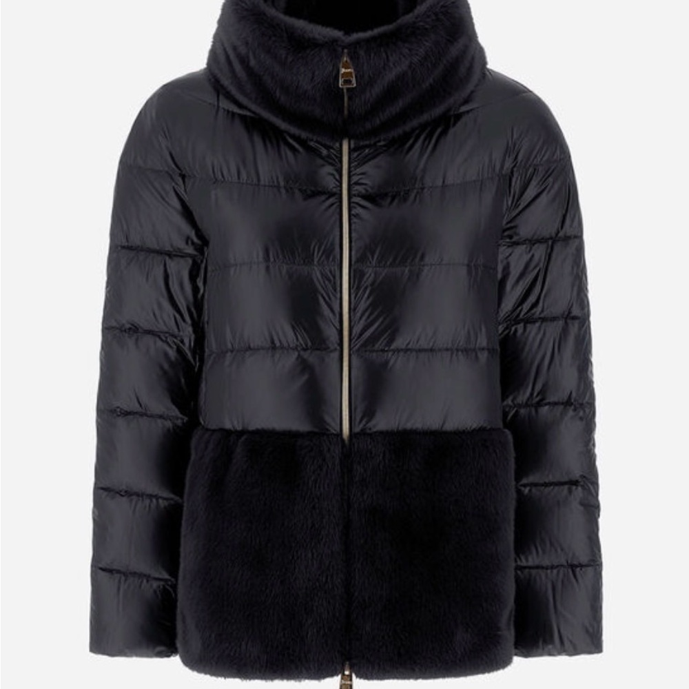 Herno CAPE IN NYLON ULTRALIGHT AND LADY ALTERNATIVE FUR